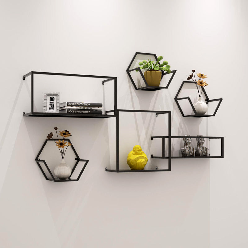 Nordic Wrought Iron Wall Shelf Creative Lattice