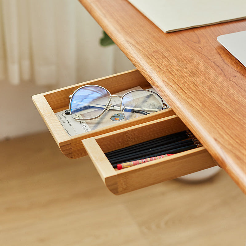 Walnut Pull-Out Desk Organizer | Hidden Under Table Storage Box | Minimalist Office Organizer