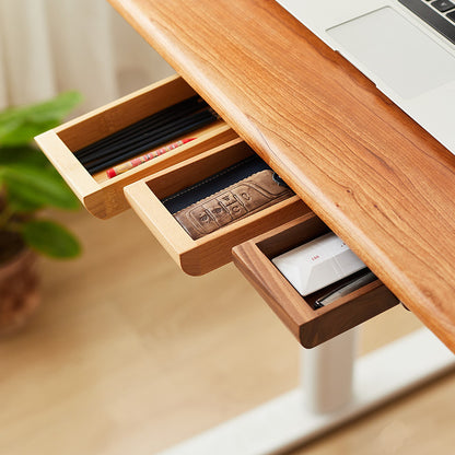 Walnut Pull-Out Desk Organizer | Hidden Under Table Storage Box | Minimalist Office Organizer